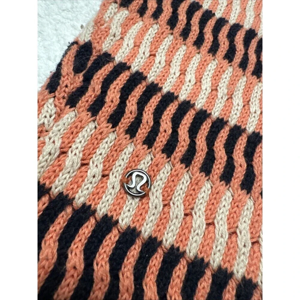 LULULEMON Devi Crew Knit Sweater Sz 4 Cotton Plum Peach Naval Blue $118